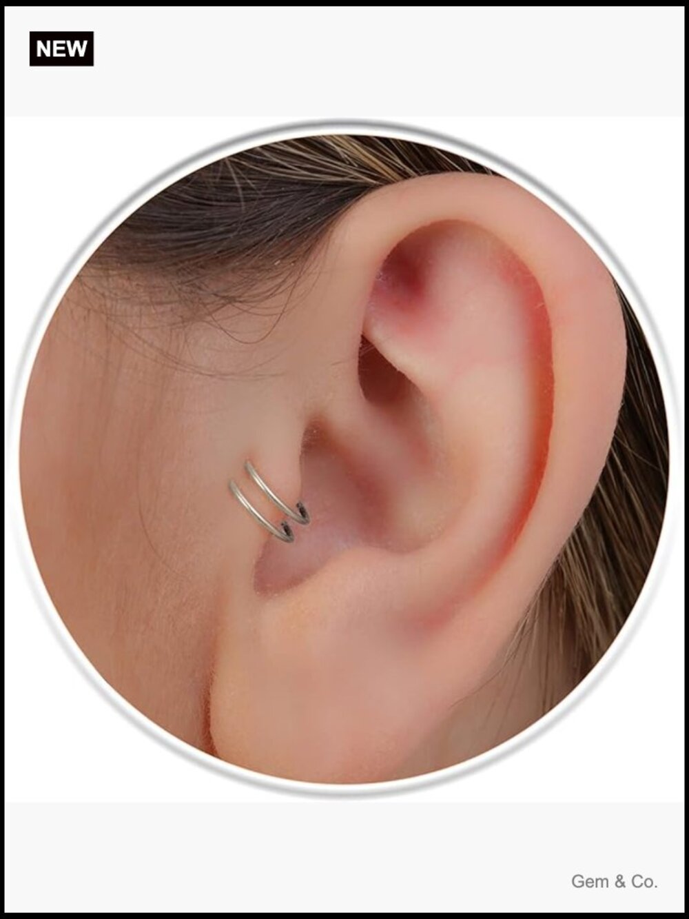 Sterling Silver Spiral Tragus Earring Hoop 20G 7mm